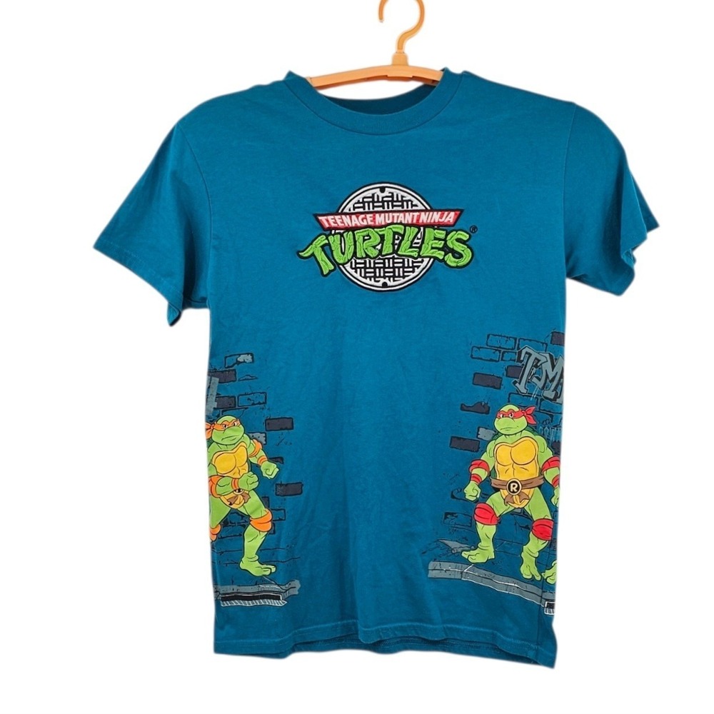 2015 Nickelodeon TMNT Graphic T-Shirt‎ Teal Blue Men's Large AOP Ninja Turtles